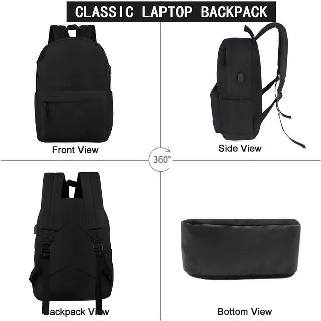 Alt view image 4 of 6 - SUPACOOL Lightweight School Backpack with Pencil Pouch, Backpack for School Boys and Girls(Black backpack set)