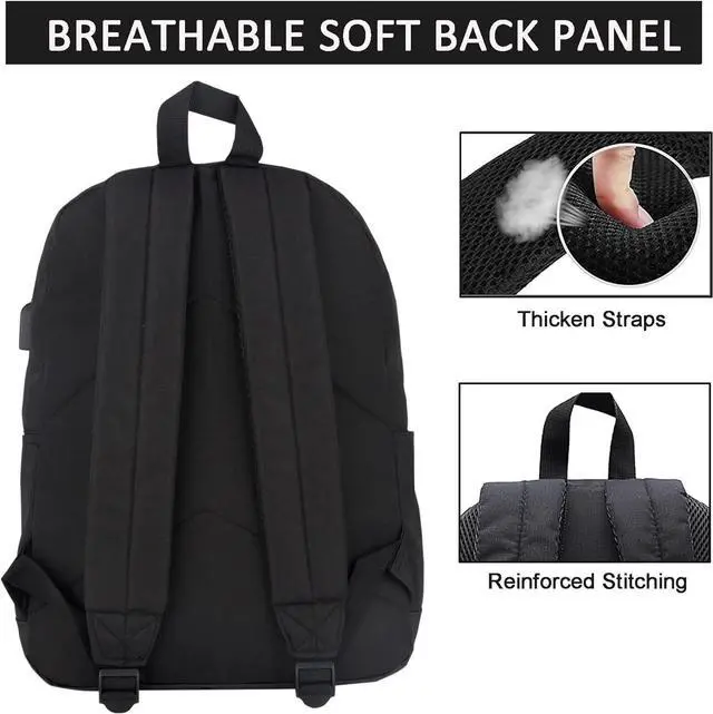 Alt view image 5 of 6 - SUPACOOL Lightweight School Backpack with Pencil Pouch, Backpack for School Boys and Girls(Black backpack set)