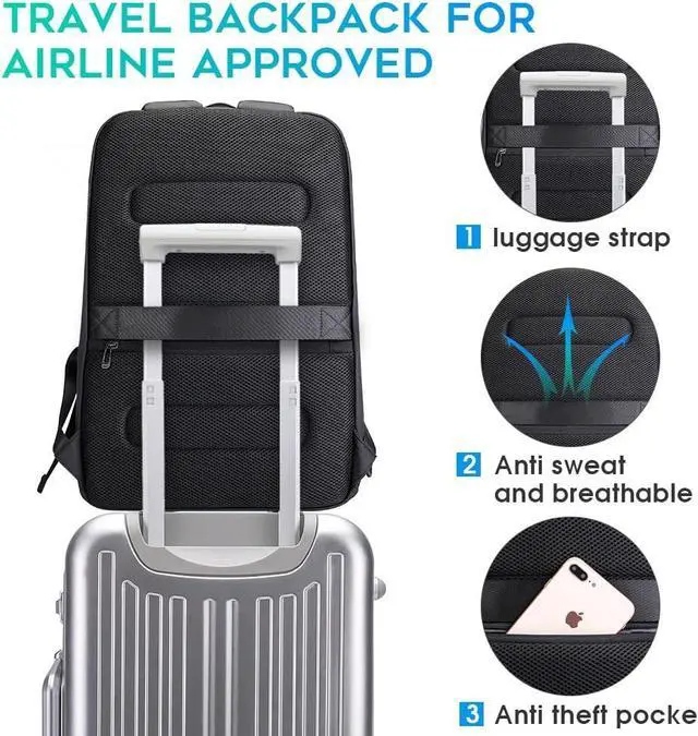 Alt view image 4 of 7 - BANGE Business Smart Backpack Waterproof fit 15.6 Inch Laptop Backpack with USB Charging Port,Travel Durable Backpack