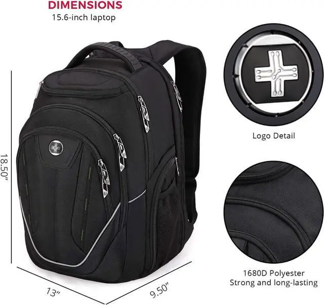 Alt view image 2 of 7 - Swissdigital Design Large Travel Backpack For Men, TSA-Friendly Business Laptop Backpack, USB Charging PortRFID Protection Tech Backpack Fits 15.6Inch Laptop (TERABYTE J16BTF-21) One Nation One World