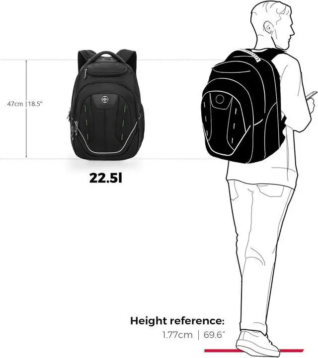 Alt view image 3 of 7 - Swissdigital Design Large Travel Backpack For Men, TSA-Friendly Business Laptop Backpack, USB Charging PortRFID Protection Tech Backpack Fits 15.6Inch Laptop (TERABYTE J16BTF-21) One Nation One World