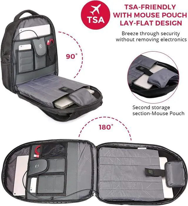 Alt view image 4 of 7 - Swissdigital Design Large Travel Backpack For Men, TSA-Friendly Business Laptop Backpack, USB Charging PortRFID Protection Tech Backpack Fits 15.6Inch Laptop (TERABYTE J16BTF-21) One Nation One World
