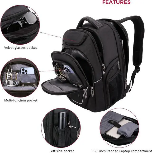 Alt view image 7 of 7 - Swissdigital Design Large Travel Backpack For Men, TSA-Friendly Business Laptop Backpack, USB Charging PortRFID Protection Tech Backpack Fits 15.6Inch Laptop (TERABYTE J16BTF-21) One Nation One World