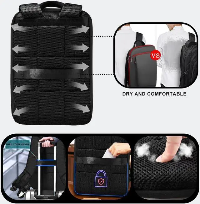 Alt view image 2 of 5 - ZINZ Slim and Expandable 15 15.6 16 Inch Laptop Backpack Anti Theft Business Travel Notebook Bag with USB, Multipurpose Large Capacity Daypack for Men & Women,B01RD01