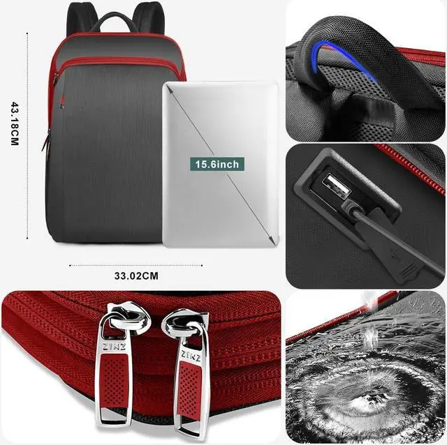 Alt view image 4 of 5 - ZINZ Slim and Expandable 15 15.6 16 Inch Laptop Backpack Anti Theft Business Travel Notebook Bag with USB, Multipurpose Large Capacity Daypack for Men & Women,B01RD01