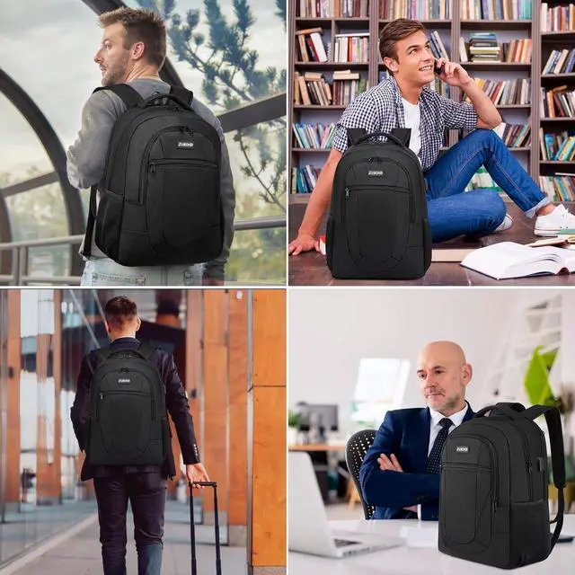 Alt view image 5 of 7 - Backpack for Men and Women, School Backpack for Boys and Girls, 15.6 Inch Travel Laptop Backpack with USB Charging Port, Water Resistant Slim Sturdy College Computer Bag