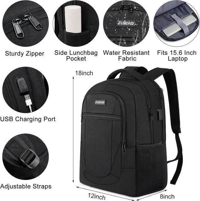 Alt view image 6 of 7 - Backpack for Men and Women, School Backpack for Boys and Girls, 15.6 Inch Travel Laptop Backpack with USB Charging Port, Water Resistant Slim Sturdy College Computer Bag