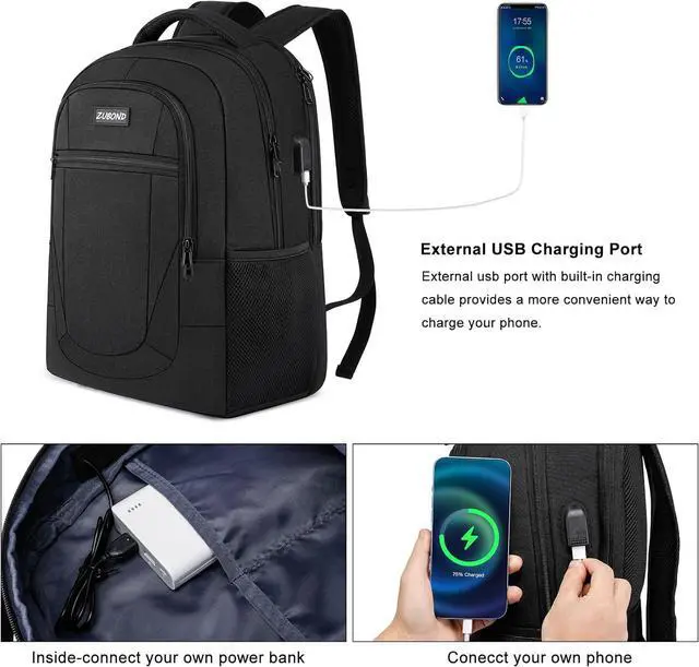 Alt view image 7 of 7 - Backpack for Men and Women, School Backpack for Boys and Girls, 15.6 Inch Travel Laptop Backpack with USB Charging Port, Water Resistant Slim Sturdy College Computer Bag