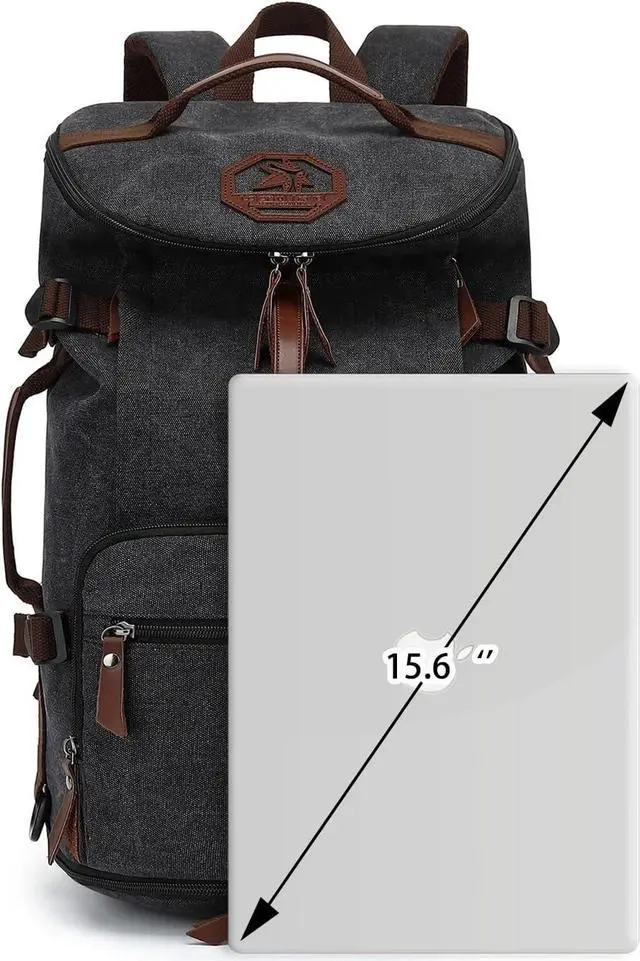 Alt view image 4 of 7 - Kalesi Gym Duffle Bag Backpack 4-Way Vintage canvas with Shoes Compartment for travel Sport Hiking laptop (Vintage black)