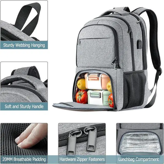 Alt view image 3 of 7 - BIKROD unch Backpack, Insulated Cooler Lunch Bag Backpack, Large School Backpacks for Teen Boys Water Resistant Back Pack Gift for Men Fit 17 Inch Laptop