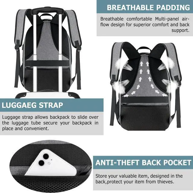 Alt view image 6 of 7 - Lunch Backpack, Insulated Cooler Lunch Bag Backpack, Large Travel 17.3 Laptop Back Pack Sturdy Computer College School Bookbag for Women Men for Men Women Work Hiking Picnic