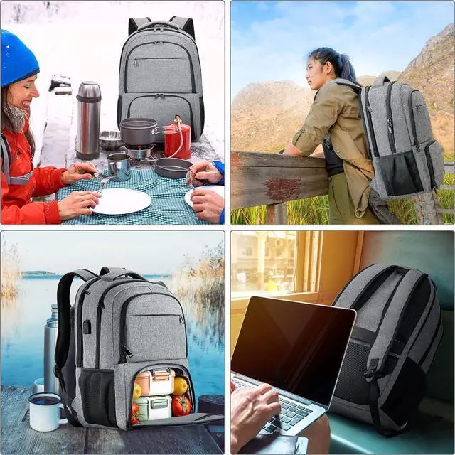 Alt view image 7 of 7 - BIKROD unch Backpack, Insulated Cooler Lunch Bag Backpack, Large School Backpacks for Teen Boys Water Resistant Back Pack Gift for Men Fit 17 Inch Laptop