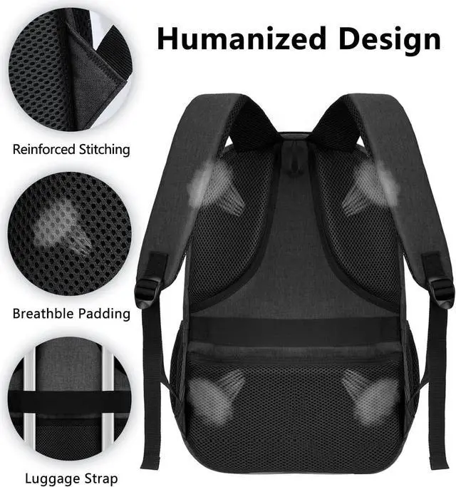 Alt view image 6 of 7 - Backpck for Men Women, School Backpack for Boys Girls Teen, 15.6 inch Laptop Back Pack with USB Charger Port, Bookbag with USB Charger for College High School Travel Business, Mochilas Black