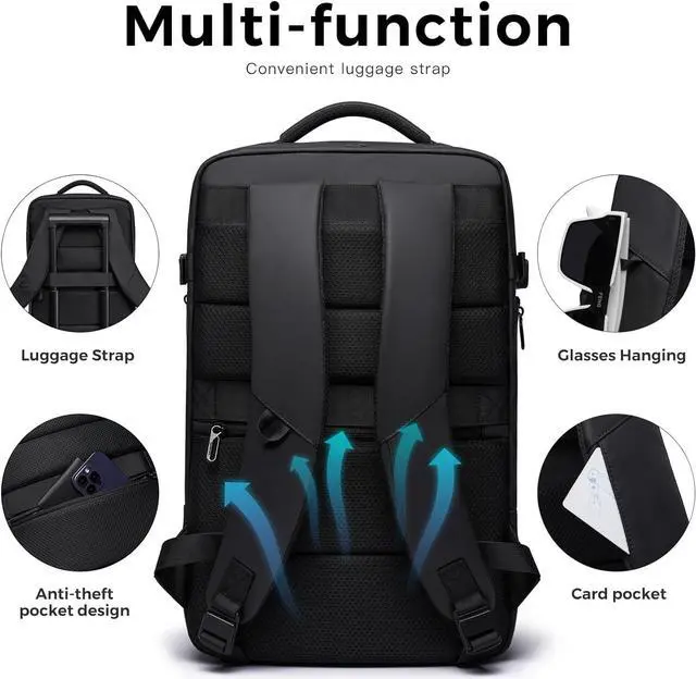 Alt view image 3 of 7 - Travel Backpack for Men, 17.3 Inches Business Laptop Backpack Water-Resistant Carry on Airline Approved 18x14x8 Luggage Weekender Backpack with USB Charger Port