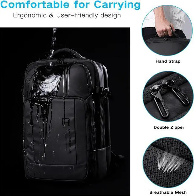 Alt view image 4 of 7 - Travel Backpack for Men, 17.3 Inches Business Laptop Backpack Water-Resistant Carry on Airline Approved 18x14x8 Luggage Weekender Backpack with USB Charger Port