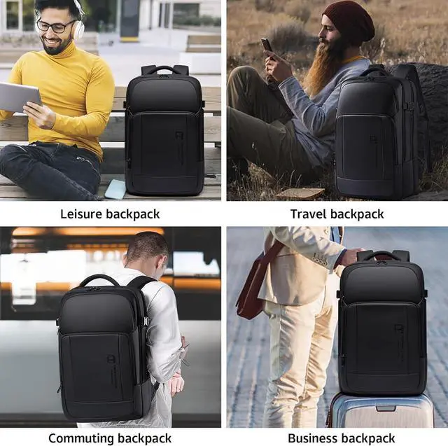 Alt view image 7 of 7 - Travel Backpack for Men, 17.3 Inches Business Laptop Backpack Water-Resistant Carry on Airline Approved 18x14x8 Luggage Weekender Backpack with USB Charger Port
