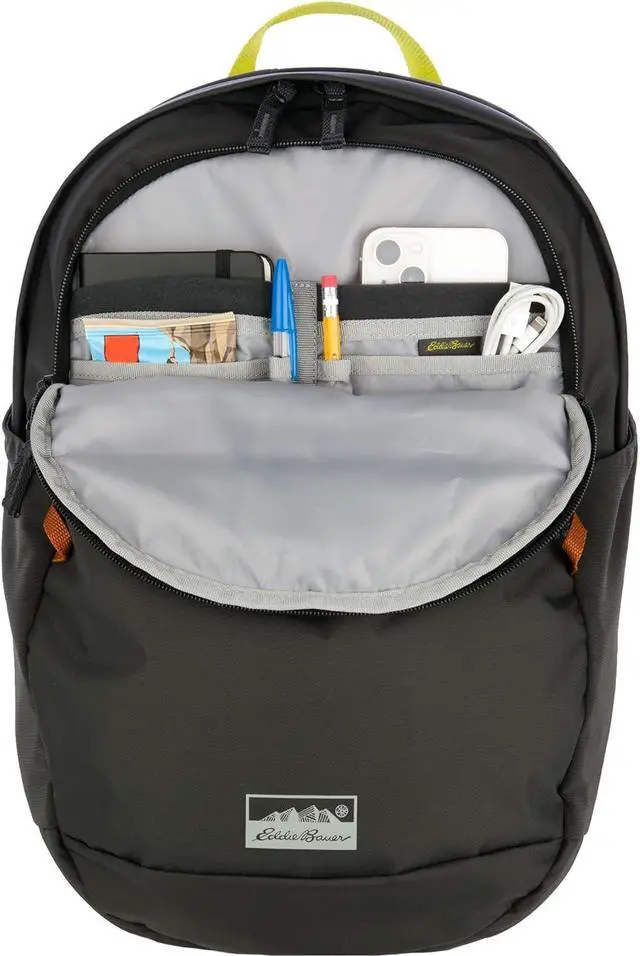 Alt view image 4 of 7 - Eddie Bauer Venture Backpack with Organization Compartments and Hydration/Laptop Compatible Sleeve, Carbon Black, 20L