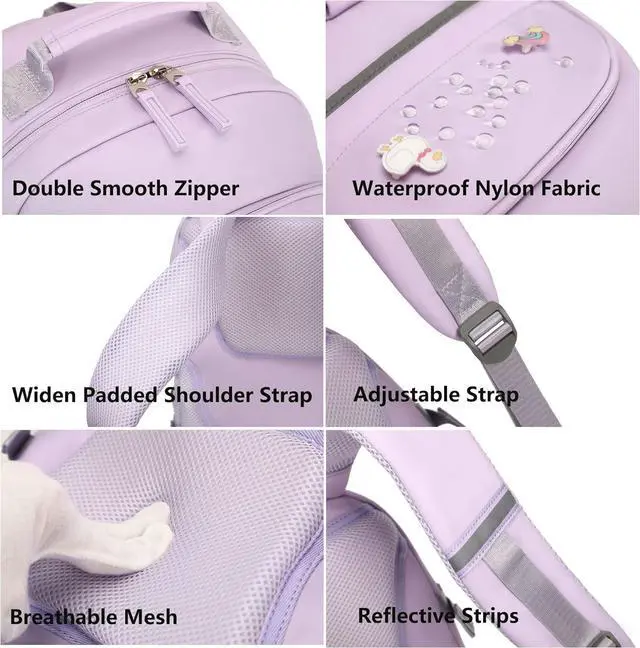 Alt view image 7 of 7 - Backpack for Girls, 15.6 Inch Laptop School Bag Kids Kindergarten Elementary College Backpacks Large Bookbags for Teen Girl Women Students Casual Travel Daypacks (Purple)
