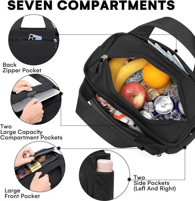 Alt view image 2 of 7 - Artelaris Insulated Lunch Bag for Women,Leak-Proof Cooler Lunch Box, Cooling Tote for Adult,with 7 Pockets,Adjustable Strap(15 Liters)