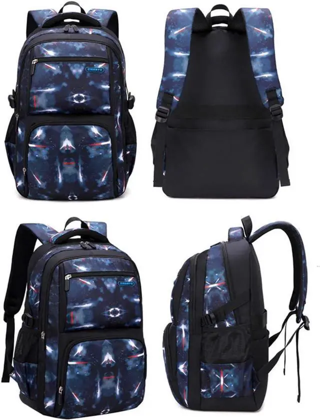 Alt view image 3 of 7 - JiaYou Space Pattern Galaxy Backpack Boys Primary Junior Middle School Daypack Men High Middle School Laptop Bag(Star-Dark Blue,3Pcs Backpack Set)