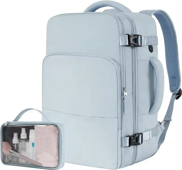 Main image of Beraliy Large Travel Backpack, Carry On Bags For Airplanes, Lightweight Personal Item Bag, Laptop Backpack, Casual Work Gym College Weekender Bag, Light blue
