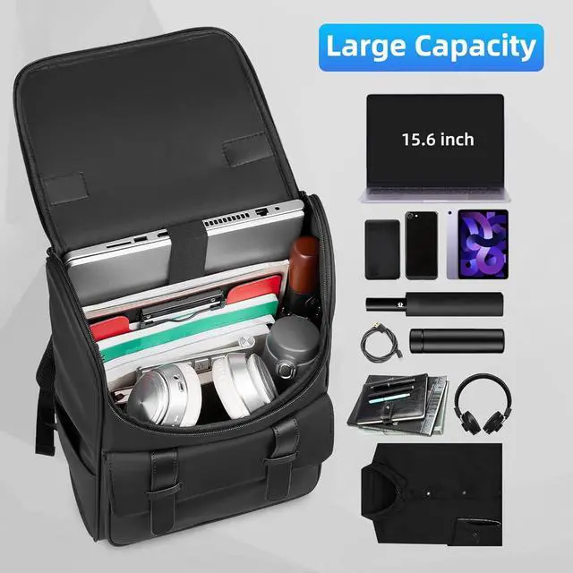 Alt view image 4 of 6 - Vintage Laptop Backpack for Men & Women - 15.6 Inch Travel Backpack - Waterproof Business & College Backpacks - Casual Daypacks for Work & Office