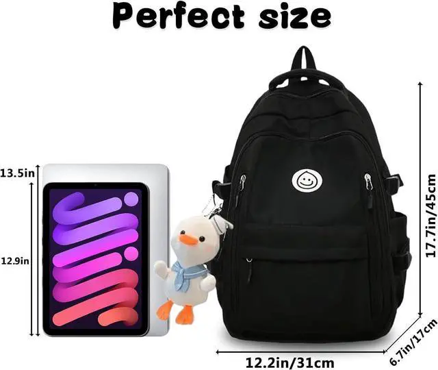 Alt view image 4 of 4 - Teclado Kawaii Backpack with Cute Accessories Lightweight Bookbags Laptop Bag Waterproof Casual Travel Daypacks (Black)