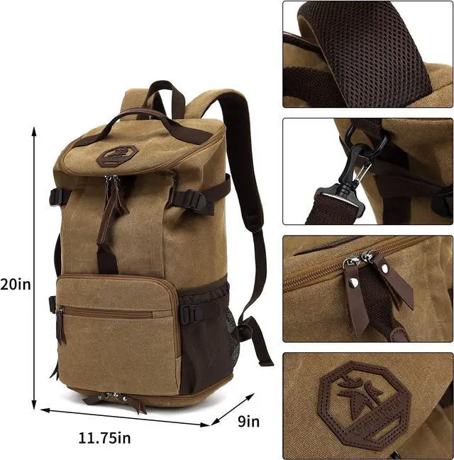Alt view image 2 of 7 - Kalesi Gym Duffle Bag Backpack 4-Way Vintage canvas with Shoes Compartment for travel Sport Hiking laptop (Vintage coffee)