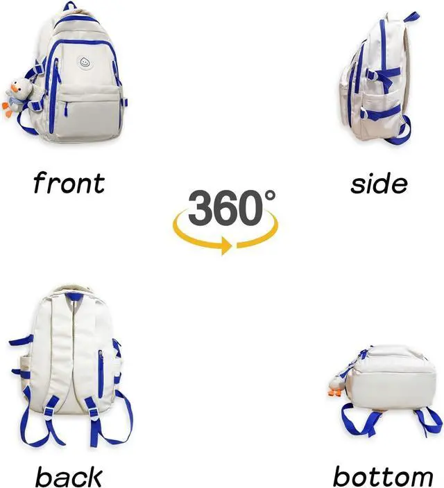 Alt view image 3 of 4 - Teclado Kawaii Backpack with Cute Accessories Lightweight Bookbags Laptop Bag Waterproof Casual Travel Daypacks (Black)
