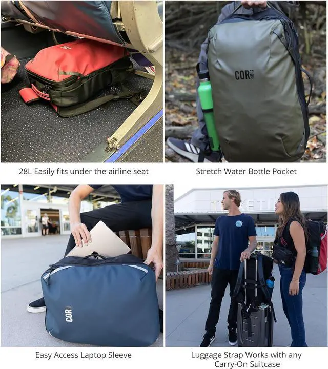 Alt view image 4 of 6 - COR Surf Travel Backpack Laptop Backpack 28L Black