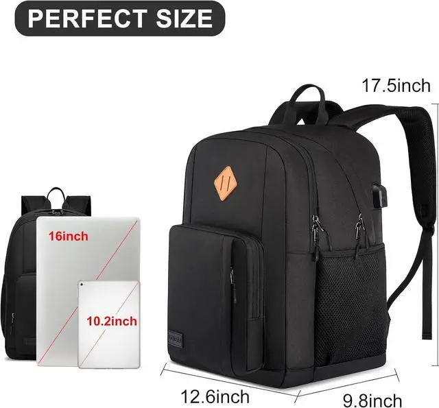 Alt view image 2 of 7 - Backpack for Men Women, School Backpacks for Teen Boys Girls, Lightweight Laptop Backpack for Travel with USB Charger, Water Resistant Black Backpack