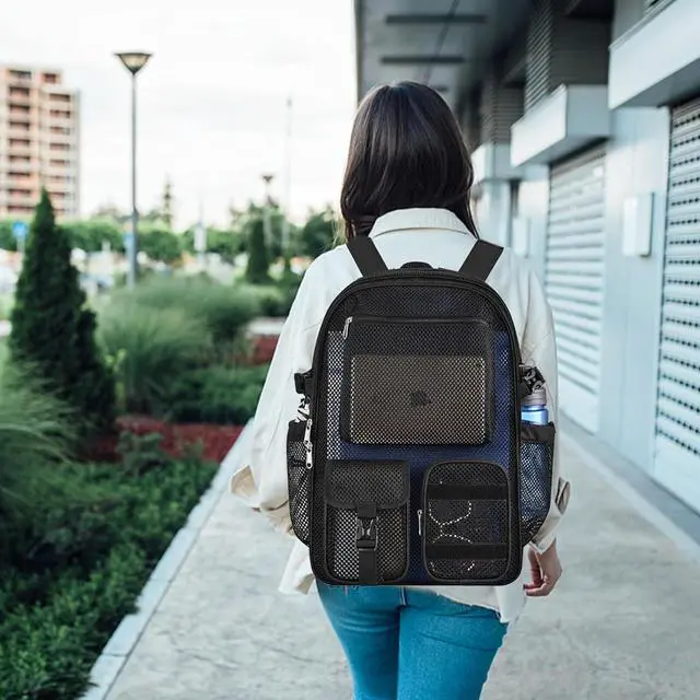 Alt view image 7 of 7 - Mesh Backpack for School, 36L Large Heavy Duty Mesh Backpacks for Adults Girls Boys Kids with Inner Laptop Compartment, Mesh Schoolbag for Outdoor Hiking Beach