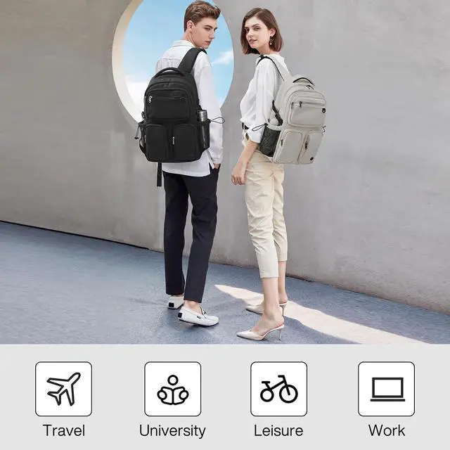 Alt view image 6 of 6 - mixi Travel Laptop Backpack, Lightweight Durable School Bookbag Men Woman 15.6" Computer Bag, Water Resistant Outdoor Hiking Backpacks With Multifunction Pockets, 17 Inch, Black