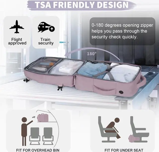 Alt view image 2 of 7 - Travel Backpack, Carry On Backpack, Personal Item Bag for Airlines, Lightweight Casual Work College Gym Hiking Daypack Weekender bag, Laptop Backpack, Light Purple