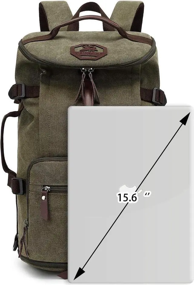 Alt view image 4 of 7 - Gym Duffle Bag Backpack 4-Way Vintage canvas with Shoes Compartment for travel Sport Hiking laptop (Vintage green) X-Large