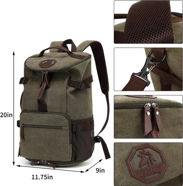 Alt view image 2 of 7 - Gym Duffle Bag Backpack 4-Way Vintage canvas with Shoes Compartment for travel Sport Hiking laptop (Vintage green) X-Large