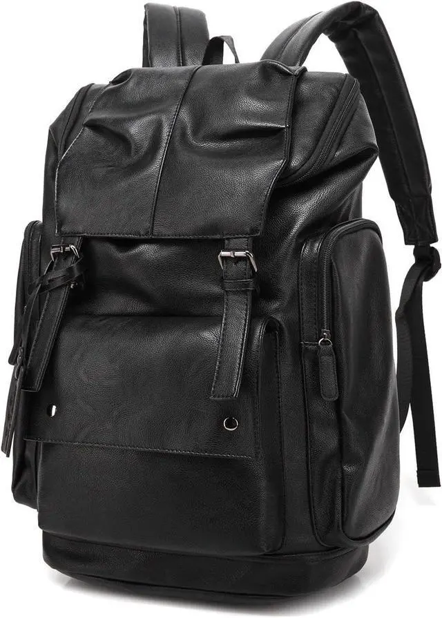 Main image of Baosha BP-16 PU Leather Casual Backpack 15.6inch Laptop Backpack Travel Backpack Hiking Comping Backpack Daypack Black