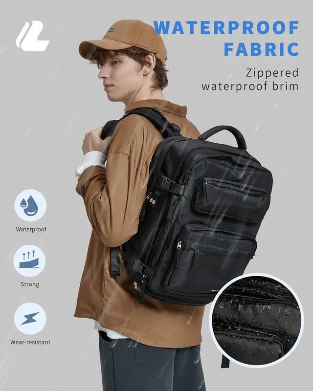 Alt view image 6 of 6 - LIVACASA Waterproof Travel Backpack for Women, 40L Airline Approved Carry on Laptop Backpack with Compartment and USB Port