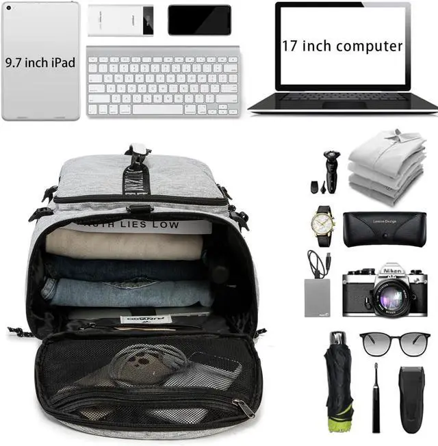 Alt view image 6 of 6 - Gym Duffle Bag Waterproof black Laptop Backpack Suitable for Hiking, Fishing, Travel 40L Large Capacity Trendy Cool Lightweight Backpack for Men and Women