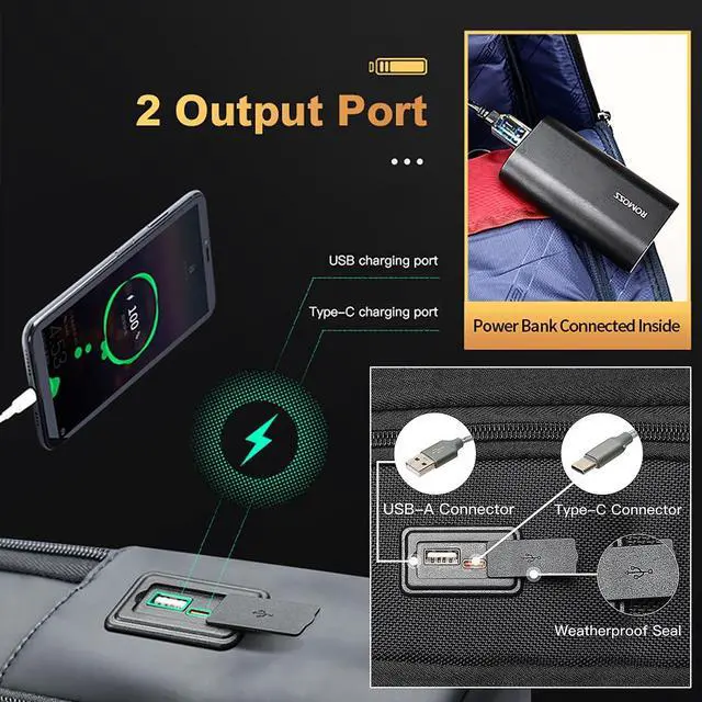 Alt view image 2 of 7 - BOPai Slim Laptop Thin Business Backpack with Bottle Holder USB Charging Professional for Men Notebook Work Office Anti Theft Smart Computer 15-15.6 inch Back pack Light Black