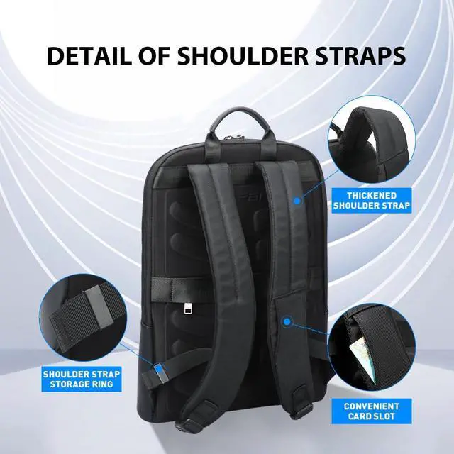 Alt view image 6 of 7 - BOPai Slim Laptop Thin Business Backpack with Bottle Holder USB Charging Professional for Men Notebook Work Office Anti Theft Smart Computer 15-15.6 inch Back pack Light Black