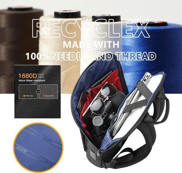 Alt view image 4 of 7 - BOPai Slim Laptop Thin Business Backpack with Bottle Holder USB Charging Professional for Men Notebook Work Office Anti Theft Smart Computer 15-15.6 inch Back pack Light Black