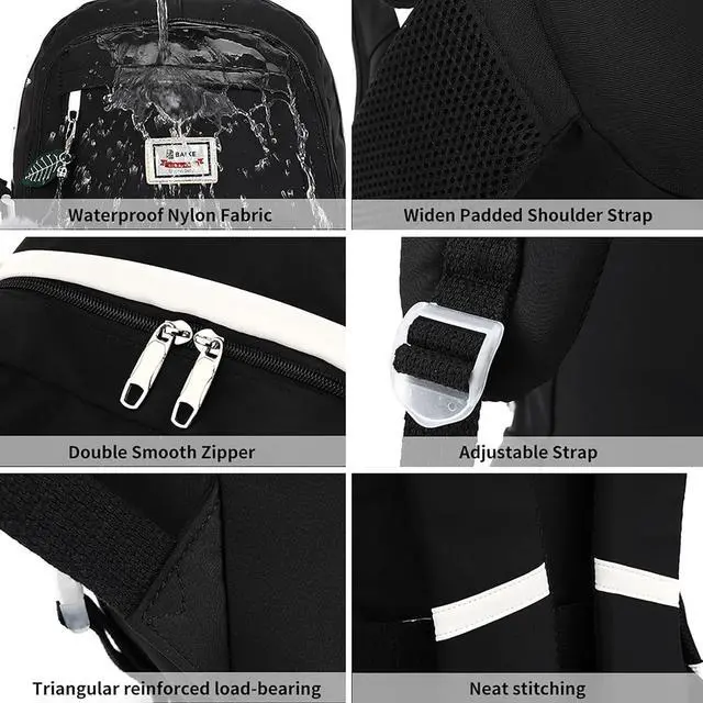 Alt view image 4 of 7 - Large Backpack Girl Backpack Teen Girls Bookbag College Women Middle High School School Bag For Big Student Laptop Backpack (Black)
