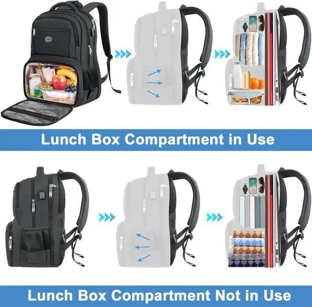 Alt view image 3 of 7 - 17 Inch Laptop Backpack TSA Large Travel Backpack with Lunch Box Anti-Theft Work Business Carry On with USB Port Water Resistant Sturdy College Computer Backpack for Men Women