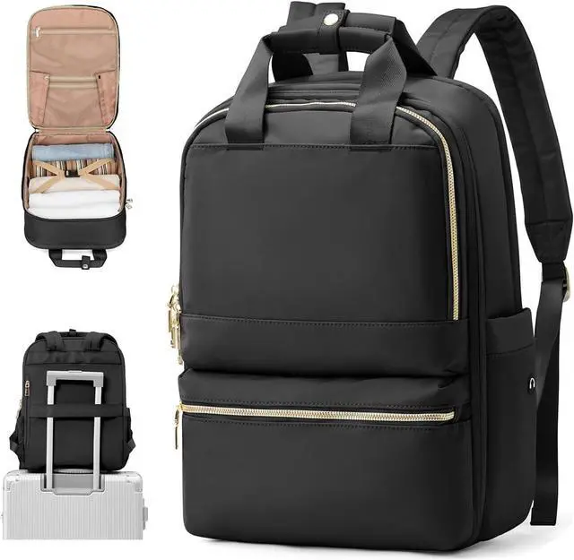 Main image of Black Travel Backpack - Carry On Flight Approved Small Travel Bag For Women - Laptop Teacher Work Backpack For Traveling On Airplane