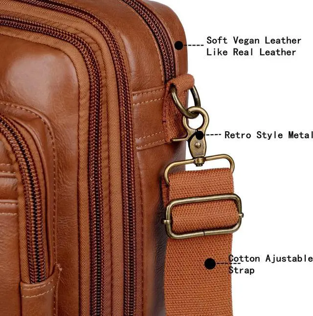 Alt view image 6 of 7 - Vegan Leather Laptop Backpack Briefcase Hybrid 15.6 Inch Laptop Travel Backpack Hiking College Backpack for Men BC-04 (Brown)