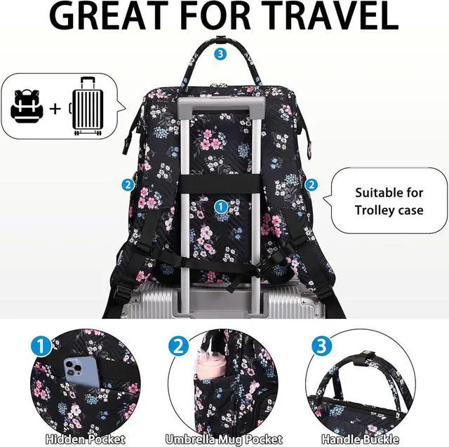Alt view image 5 of 6 - Hidds Laptop Backpack Purse for Women, Work Business College School Commuter Computer Bag Large Girls Nurse Teacher Bookbags Anti Theft Ladies Travel Daypack with Charging Port for 15.6 Inch Laptops