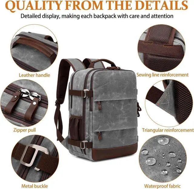 Alt view image 6 of 6 - Travel Backpack for Men Carry On Backpack Flight Approved Personal Item Backpack, 17 inch Laptop Backpack Casual Daypack Weekender Business Hiking Backpack, Gray