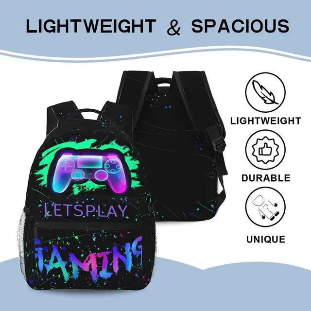 Alt view image 5 of 7 - Abstract Gamepad Backpack Games Gaming Travel Laptop Backpack Water Resistant Bags Bookbag Travel Hiking Camping Daypack for Adults Teens Boys Girls