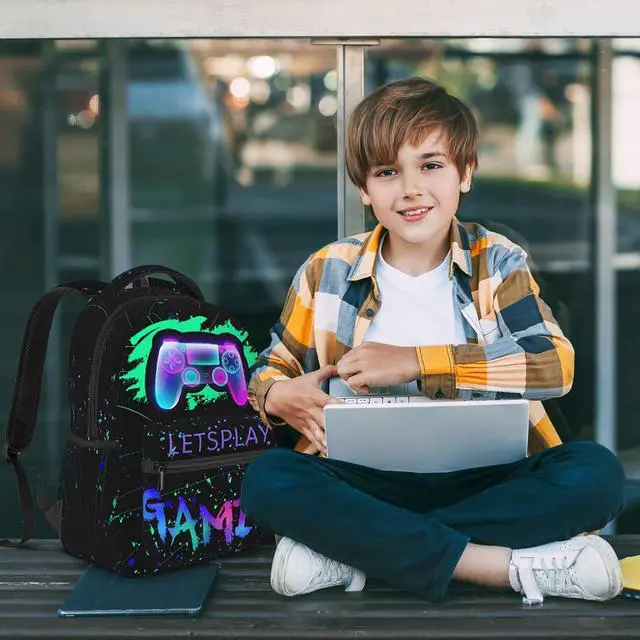 Alt view image 4 of 7 - Abstract Gamepad Backpack Games Gaming Travel Laptop Backpack Water Resistant Bags Bookbag Travel Hiking Camping Daypack for Adults Teens Boys Girls